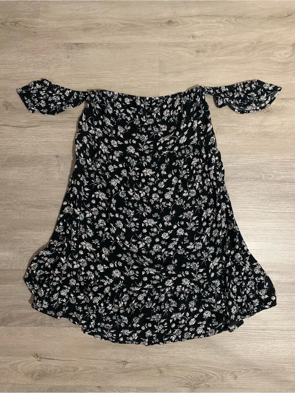Mossimo Supply Co. Black Floral Off-Shoulder Mini Dress